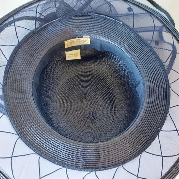 Kentucky‎ Derby Vintage Lord & Taylor Navy Blue Olefin Wide Brim Hat main image 7